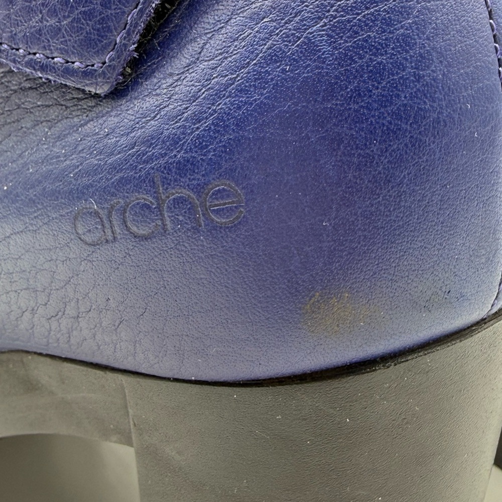 Arche Paris Royal Blue Leather Block Heel Ankle Boots Size 38/US 7 - Picture 9 of 16